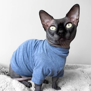 Long Sleeve Sphynx Cat Shirt: Handmade in Cotton Stretch Fabric