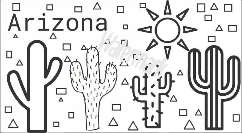 Arizona. Coloring Pages Downloadable Pages Desert Pages - Etsy