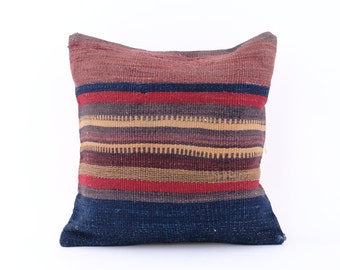 Decorative Pillow, Turkish Rug Pillow, Sofa Pillow, Kilim Pillow Cover, Small Lumbar Pillow, 16x16 Pillow, Couch Pillow Case