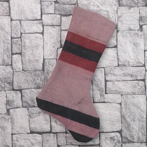 Gift Stocking, Xmas Stocking, Vintage Stocking, Natural Kilim Stocking, Striped Handmade Stocking,Christmas Personalization Stocking