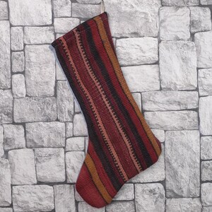 Gift Stocking, Xmas Stocking, Vintage Stocking, Natural Kilim Stocking, Striped Handmade Stocking,Christmas Personalization Stocking