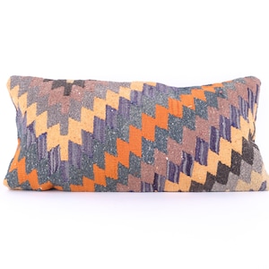 Turkish Rug Pillow, Handmade Pillow, Kilim Pillow Cover, Cushion Cover, Sofa Pillow, 12x24 Pillow, Couch Pillow, Pillow Case