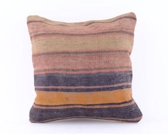 Decorative Pillow, Turkish Rug Pillow, Sofa Pillow, Kilim Pillow Cover, Small Lumbar Pillow, 16x16 Pillow, Couch Pillow Case