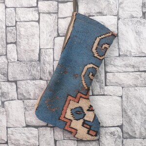 Gift Stocking, Xmas Stocking, Vintage Stocking, Natural Kilim Stocking, Striped Handmade Stocking,Christmas Personalization Stocking