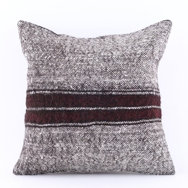 Bohemian Kilim Pillow, Nomadic Kilim Pillow, Turkish Kilim Pillow, Kelim Kissen, Antique Kilim Pillow, 16x16 Pillow Cover, Rug Pillowcase