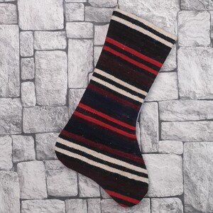 Gift Stocking, Xmas Stocking, Vintage Stocking, Natural Kilim Stocking, Striped Handmade Stocking,Christmas Personalization Stocking