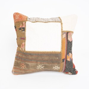 Almohada Boho Kilim, almohada Kilim nómada, almohada Kilim turca, Kelim Kissen, almohada Kilim antigua, funda de almohada 16x16, funda de almohada de alfombra