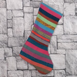 Gift Stocking, Xmas Stocking, Vintage Stocking, Natural Kilim Stocking, Striped Handmade Stocking,Christmas Personalization Stocking