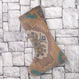 Gift Stocking, Xmas Stocking, Vintage Stocking, Natural Kilim Stocking, Striped Handmade Stocking,Christmas Personalization Stocking