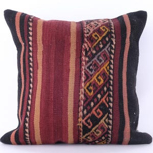 Handwoven Kilim Pillow, 16x16 Turkish Kilim Pillow, Vintage Kilim Pillow, Boho Kilim Pillow, Home Decor, Pillow Cover, Cushion Cover