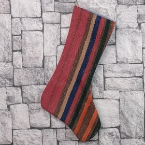Gift Stocking, Xmas Stocking, Vintage Stocking, Natural Kilim Stocking, Striped Handmade Stocking,Christmas Personalization Stocking