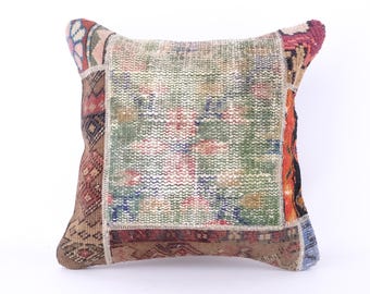 Kilim Pillow Cover, Turkish Moroccan Persian Bohemian Southwestern Kilim Rug Pillow Cover, Cushion Cover 12x12 14x14 16x16 18x18 20x20 24x24