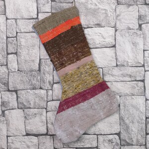 Gift Stocking, Xmas Stocking, Vintage Stocking, Natural Kilim Stocking, Striped Handmade Stocking,Christmas Personalization Stocking