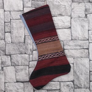 Gift Stocking, Xmas Stocking, Vintage Stocking, Natural Kilim Stocking, Striped Handmade Stocking,Christmas Personalization Stocking