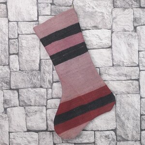 Gift Stocking, Xmas Stocking, Vintage Stocking, Natural Kilim Stocking, Striped Handmade Stocking,Christmas Personalization Stocking