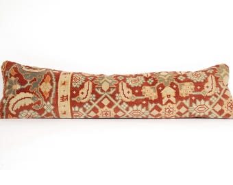 Extra Long Cushion Cover ,12x48 inch -30x120 cm King Size Kilim Pillow Cover, Unique Lumbar,Kilim Bedding Pillow, Blue Lumbar Pillow