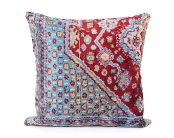 Rustic Kilim Pillow Cover 20x20, Boho Decor, Tribal Cushion Cover, Large Turkish Throw Pillow Case Tribal House Design,Carpet Rug Pillow