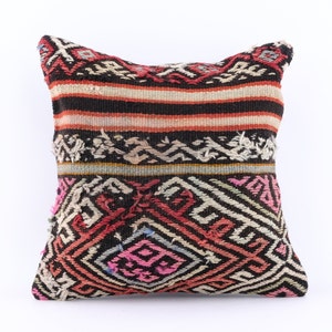 Kilim Pillow Cover, Turkish Moroccan Persian Bohemian Southwestern Kilim Rug Pillow Cover, Cushion Cover 12x12 14x14 16x16 18x18 20x20 24x24