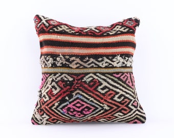 Kilim Pillow Cover, Turkish Moroccan Persian Bohemian Southwestern Kilim Rug Pillow Cover, Cushion Cover 12x12 14x14 16x16 18x18 20x20 24x24