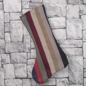 Gift Stocking, Xmas Stocking, Vintage Stocking, Natural Kilim Stocking, Striped Handmade Stocking,Christmas Personalization Stocking