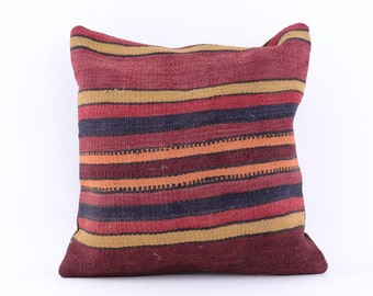 Decorative Pillow, Turkish Rug Pillow, Sofa Pillow, Kilim Pillow Cover, Small Lumbar Pillow, 16x16 Pillow, Couch Pillow Case