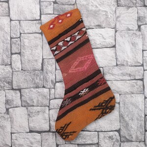 Gift Stocking, Xmas Stocking, Vintage Stocking, Natural Kilim Stocking, Striped Handmade Stocking,Christmas Personalization Stocking
