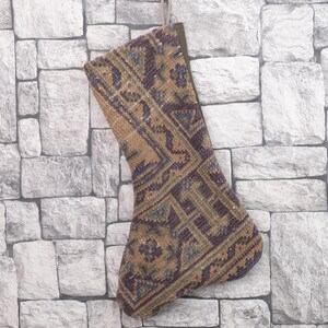 Gift Stocking, Xmas Stocking, Vintage Stocking, Natural Kilim Stocking, Striped Handmade Stocking,Christmas Personalization Stocking
