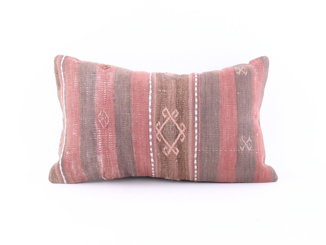 Carpet Turkish Throw Pillow Cover 12x20 Boho Kilim Pillow Etsy