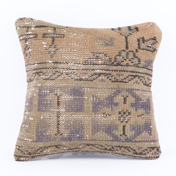 Turkish Rug Pillow, Handmade Pillow, Kilim Pillow Cover, Cushion Cover, Sofa Pillow, 14x14 Pillow, Couch Pillow, Pillow Case