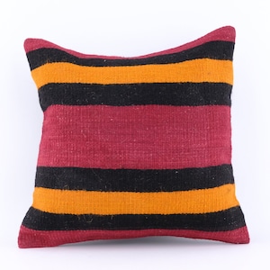 Kilim Pillow Cover, Turkish Moroccan Persian Bohemian Southwestern Kilim Rug Pillow Cover, Cushion Cover 12x12 14x14 16x16 18x18 20x20 24x24