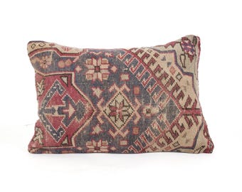 Textured Kilim Pillow, 16x24 Kilim Pillow, Turkish Kilim Pillow, Throw Pillow, Boho Pillow, Handmade Kilim Lumbar, Cushion Cover, Beeding