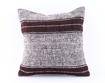 Vintage Kilim Pillow, 16x16 Pillow Cover, Handwoven Carpet Pillow, Decorative Throw Pillow, Kilim Cushion Cover, Outdoor Pillow