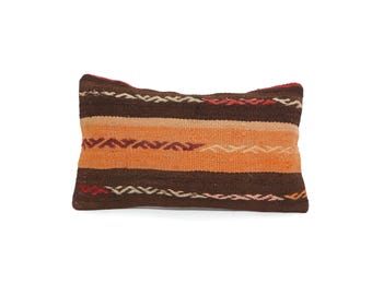 Funda de almohada de 12x20, almohada de alfombra turca, almohada lumbar Kilim, almohada decorativa, cojín para sofá, almohada de alfombra bohemia, funda de cojín Kilim