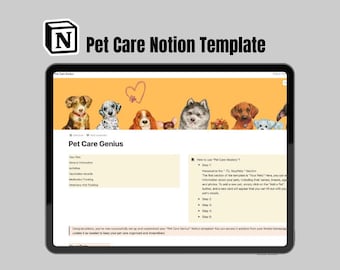 Plantilla de nociones de cuidado de mascotas: Organizador para perros, gatos y cachorros (descarga digital)