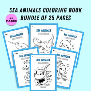 Shark Fish Coloring Book: 25 Ocean Animal Pages (PDF A4 Printable