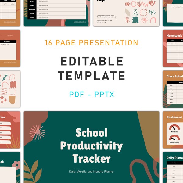 School Productivity Tracker Bearbeitbare Powerpoint-Präsentationsvorlage - Optimieren Sie Ihren akademischen Erfolg