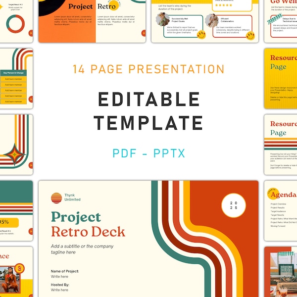 Customizable Retro Project Editable PowerPoint Presentation Template - Capture Attention with a Nostalgic Twist