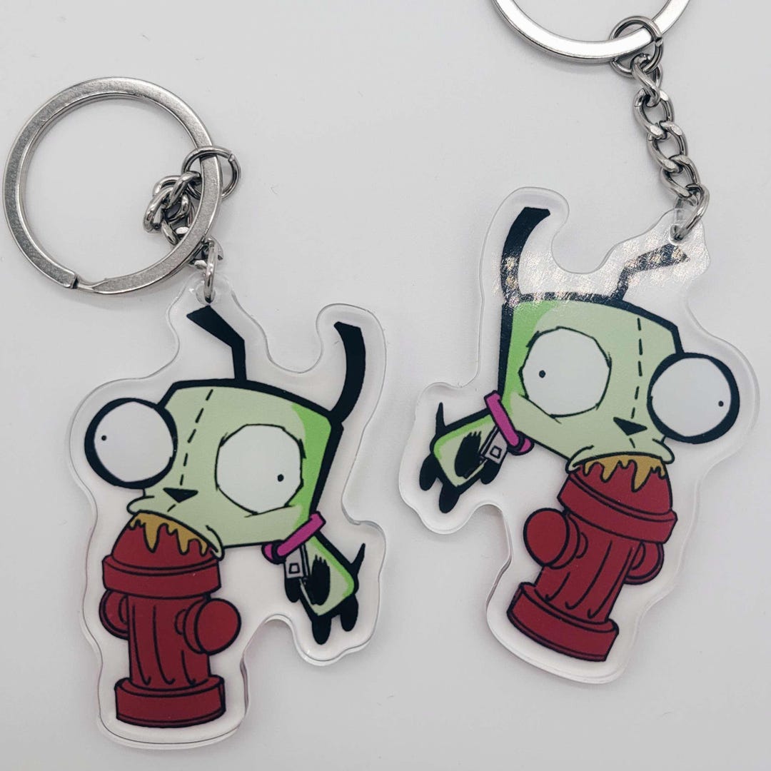 Gir From Invader Zim Fanart Double-sided Acrylic Keychain - Hand Drawn ...