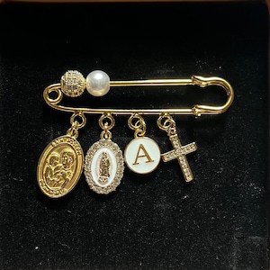 24 K Gold Plated baby pin | evil eye pin | pram pin | baptism pin | baby keepsake| Baby shower gift| San Benito | Newborn gift
