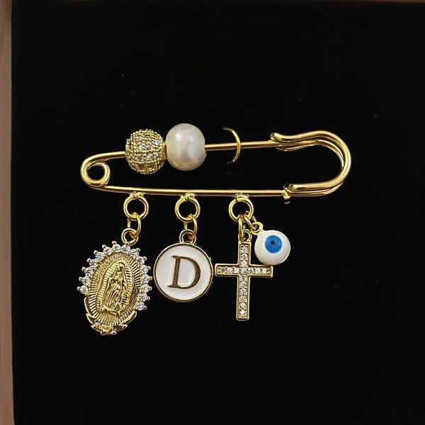 24 K Gold Plated baby pin | evil eye pin | stroller pin | baptism pin | baby keepsake| Baby shower gift| christening gift| Newborn gift