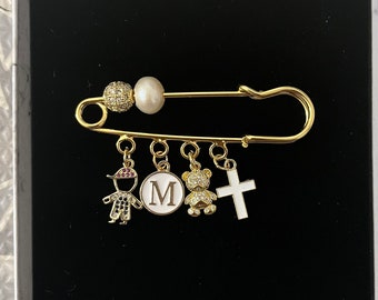 24 K Gold Plated baby pin | evil eye pin | stroller pin | baptism pin | baby keepsake| Baby shower gift| christening gift| Newborn gift