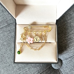 Personalized gold baby pin | evil eye pin | Pram pin | baptism pin | baby keepsake | Baby shower gift| onsie pin handmade|Bespoke|