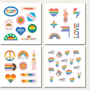 Adesivi LGBTQ PRIDE, mese dell’orgoglio, adesivi orgoglio, solidarietà, adesivi alleato, set di adesivi, regalo LGBTQIA carino e divertente