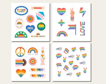 LGBTQ Pride Stickers | Rainbow Hearts, Flags & Solidarity