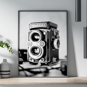 Vintage Camera Poster: Black and White Photography Wall Art