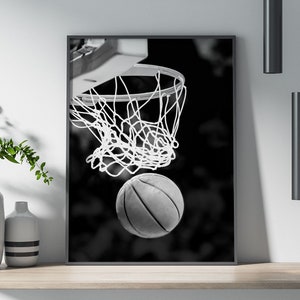 Poster della partita di basket: stampa artistica sportiva in bianco e nero