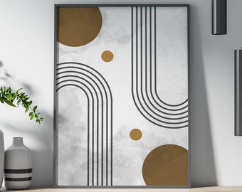 Abstraktes geometrisches Poster, Mid-Century Modern, Wandkunst, minimalistischer Druck