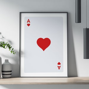 Poster Asso di Cuori, Arte murale, Stampa poster, Decorazione murale, Carte da gioco, Asso, Cuori, Gioco, Grafica, Arredamento per la casa, Poster murale