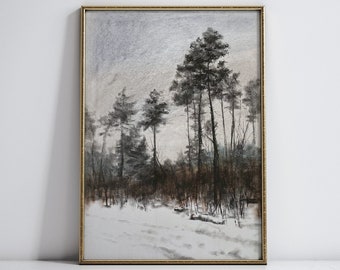 Winter Pine Forest, Christmas Prints, Christmas posters, Christmas decor, Christmas wall art, holiday decor, wall art, Winter Landscape