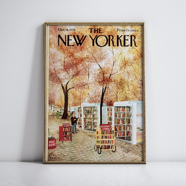 New Yorker Magazine Cover, 18 October 1976, Vintage Art Print, Wall Art, Decor, New York, Magazine, fall season aesthetic, Essence of Fall